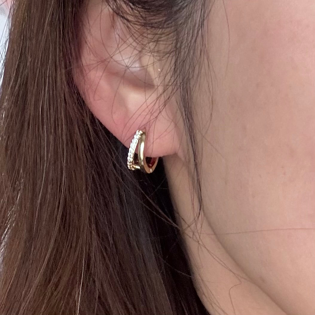 Nola 14K Gold Double Layered CZ Hoops