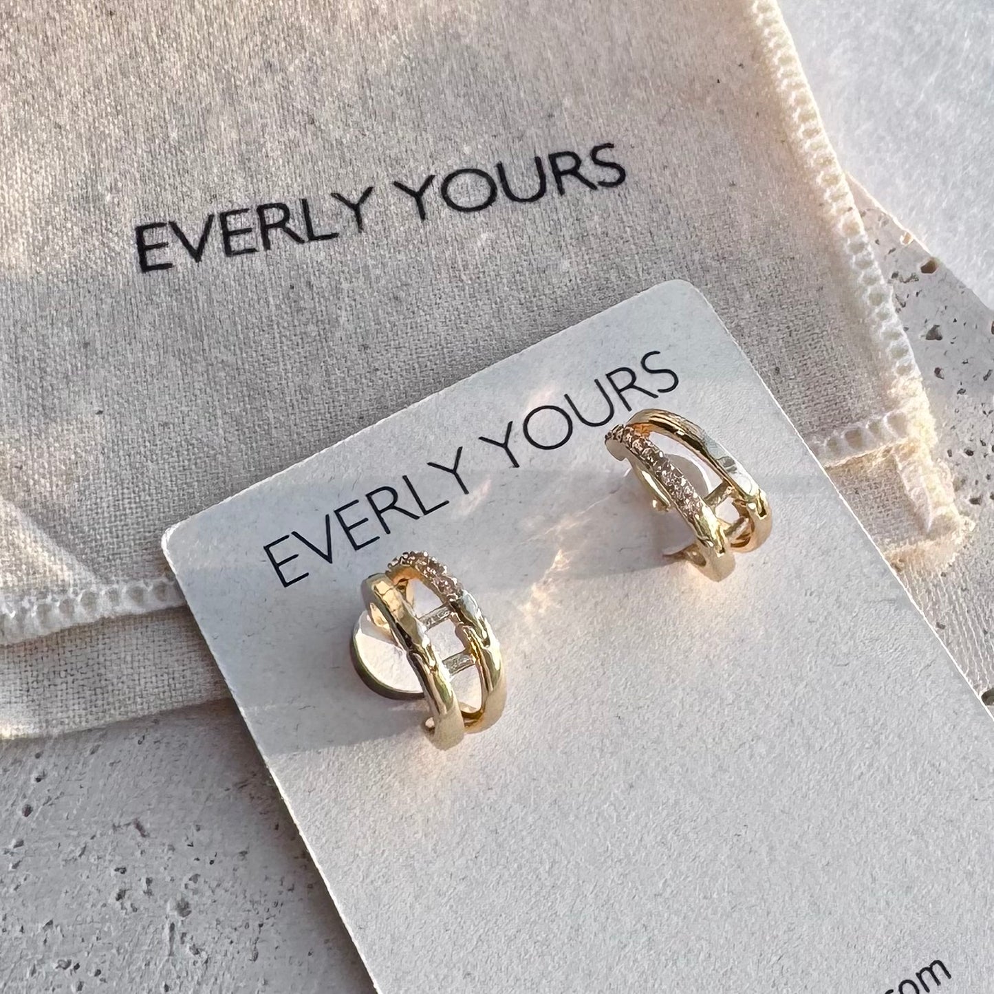 Nola 14K Gold Double Layered CZ Hoops