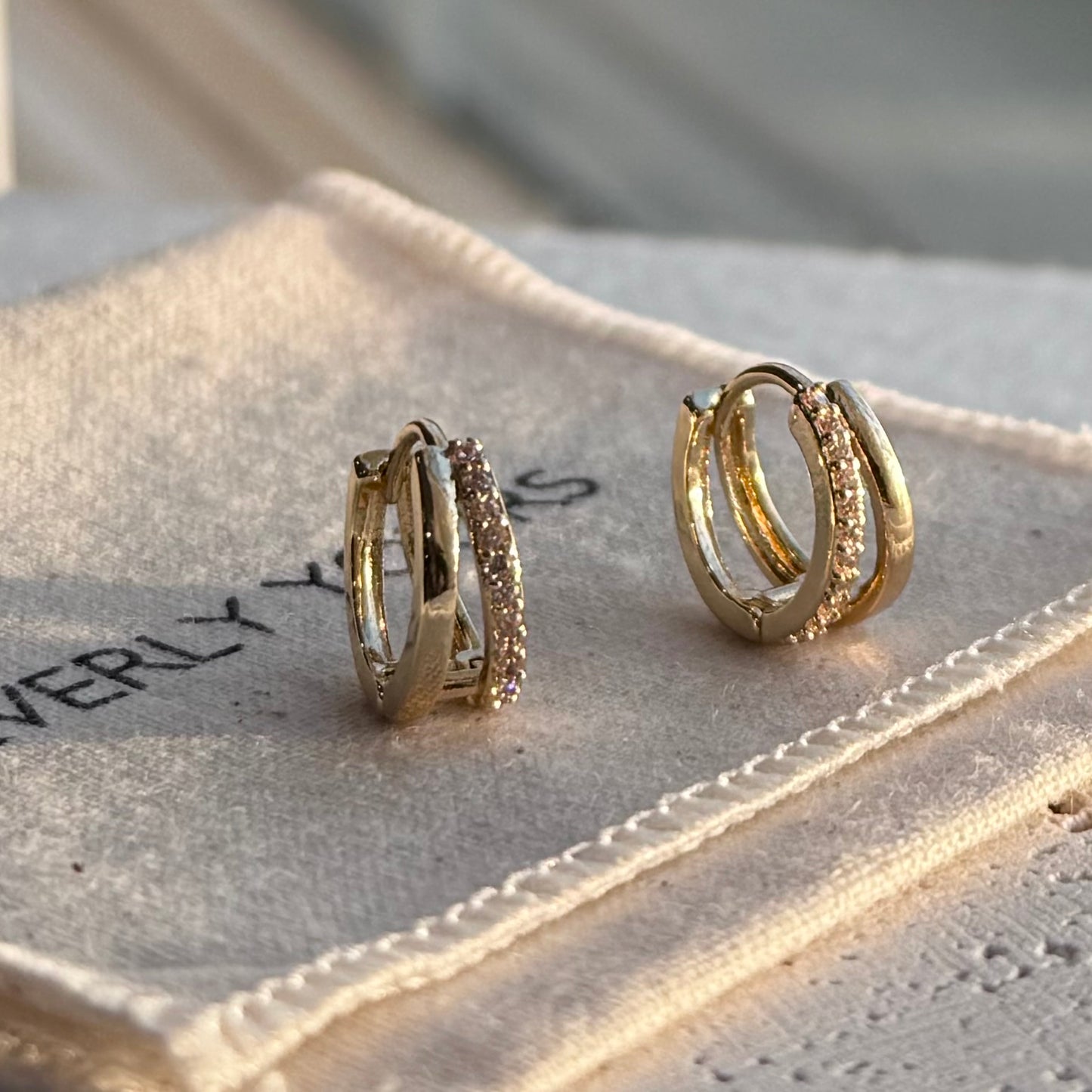 Nola 14K Gold Double Layered CZ Hoops