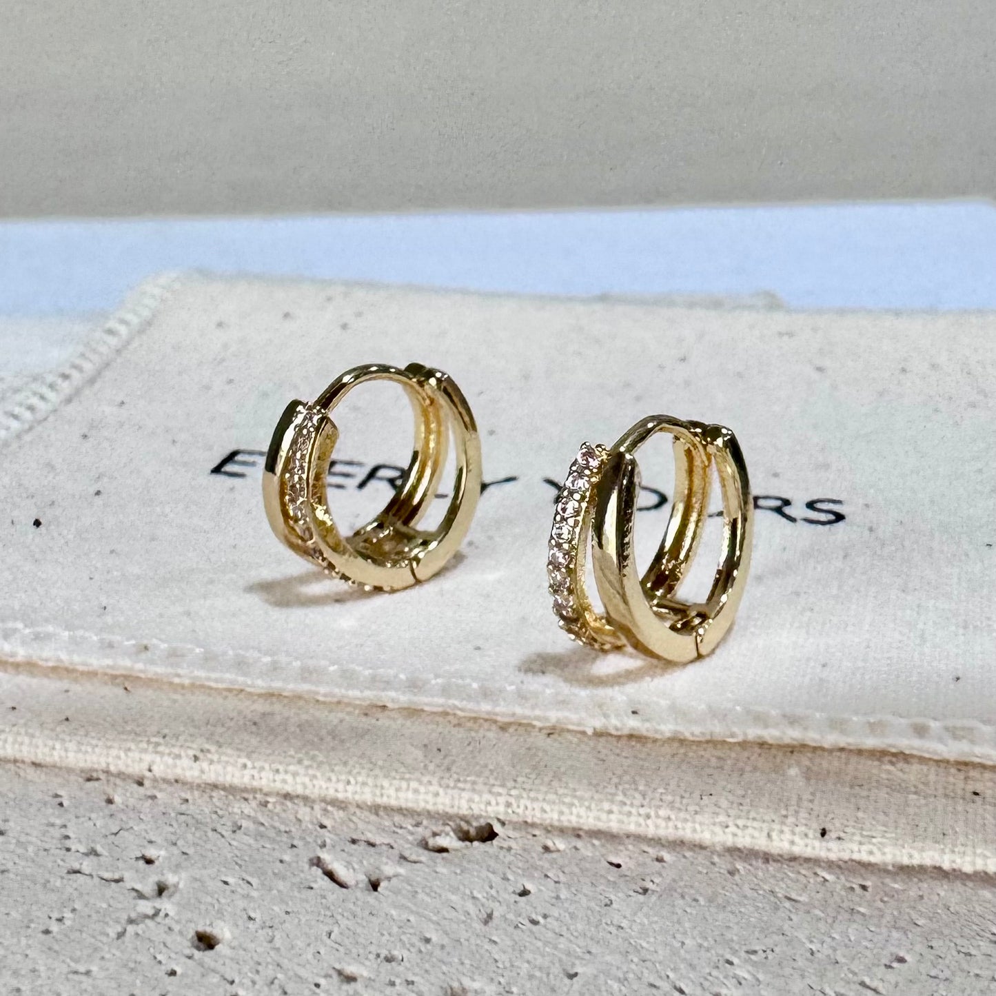 Nola 14K Gold Double Layered CZ Hoops