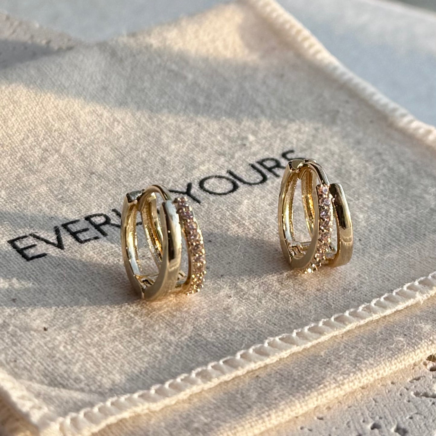 Nola 14K Gold Double Layered CZ Hoops