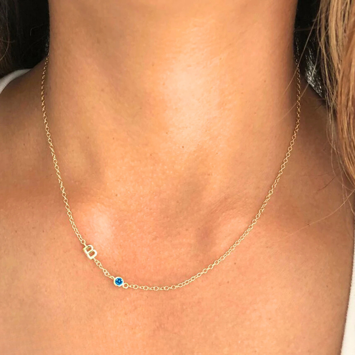 Custom Initial Birthstone Necklace