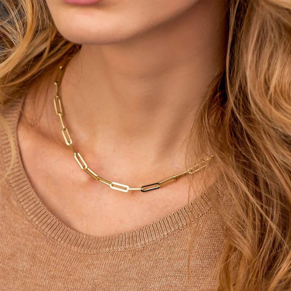 14K Gold Paperlink Chain Necklace
