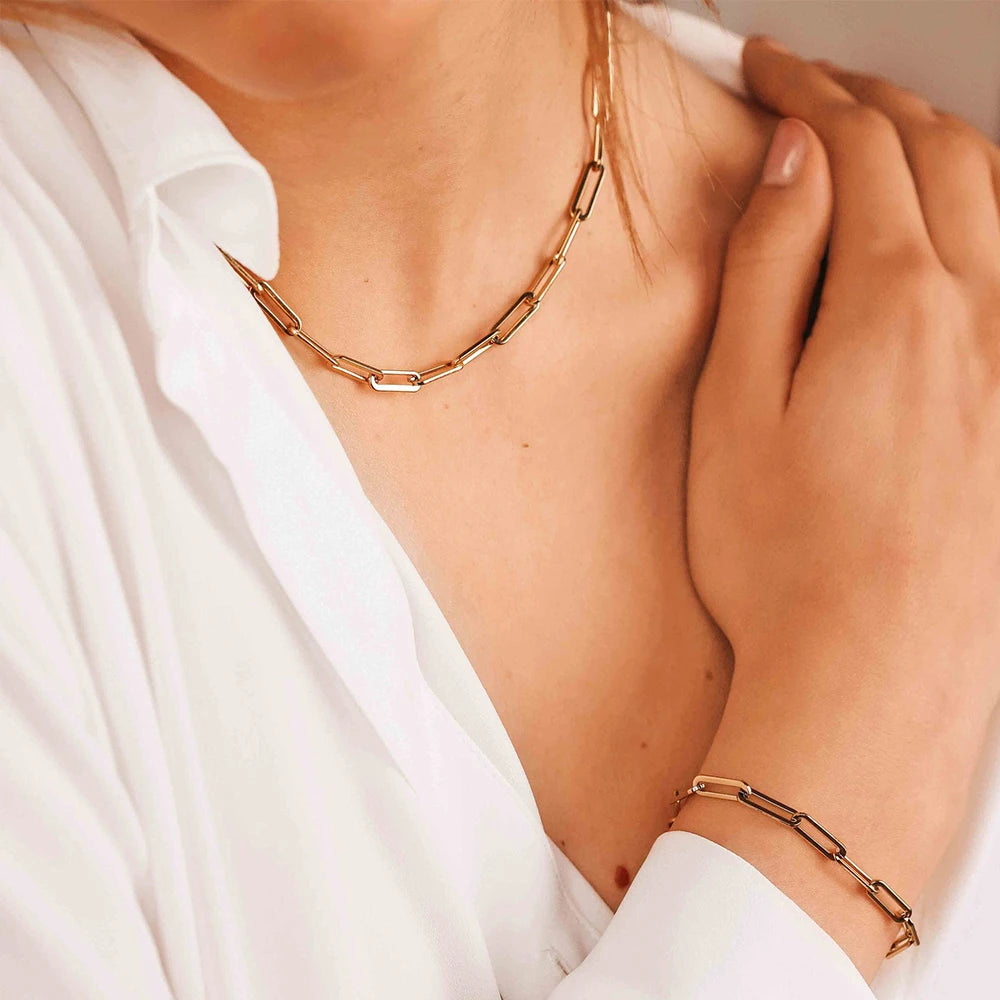 14K Gold Paperlink Chain Necklace