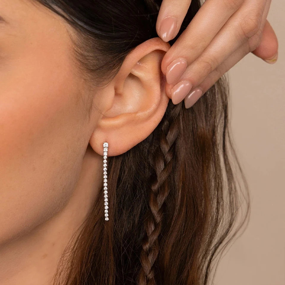 Sparkly Tennis Long Drop Earring