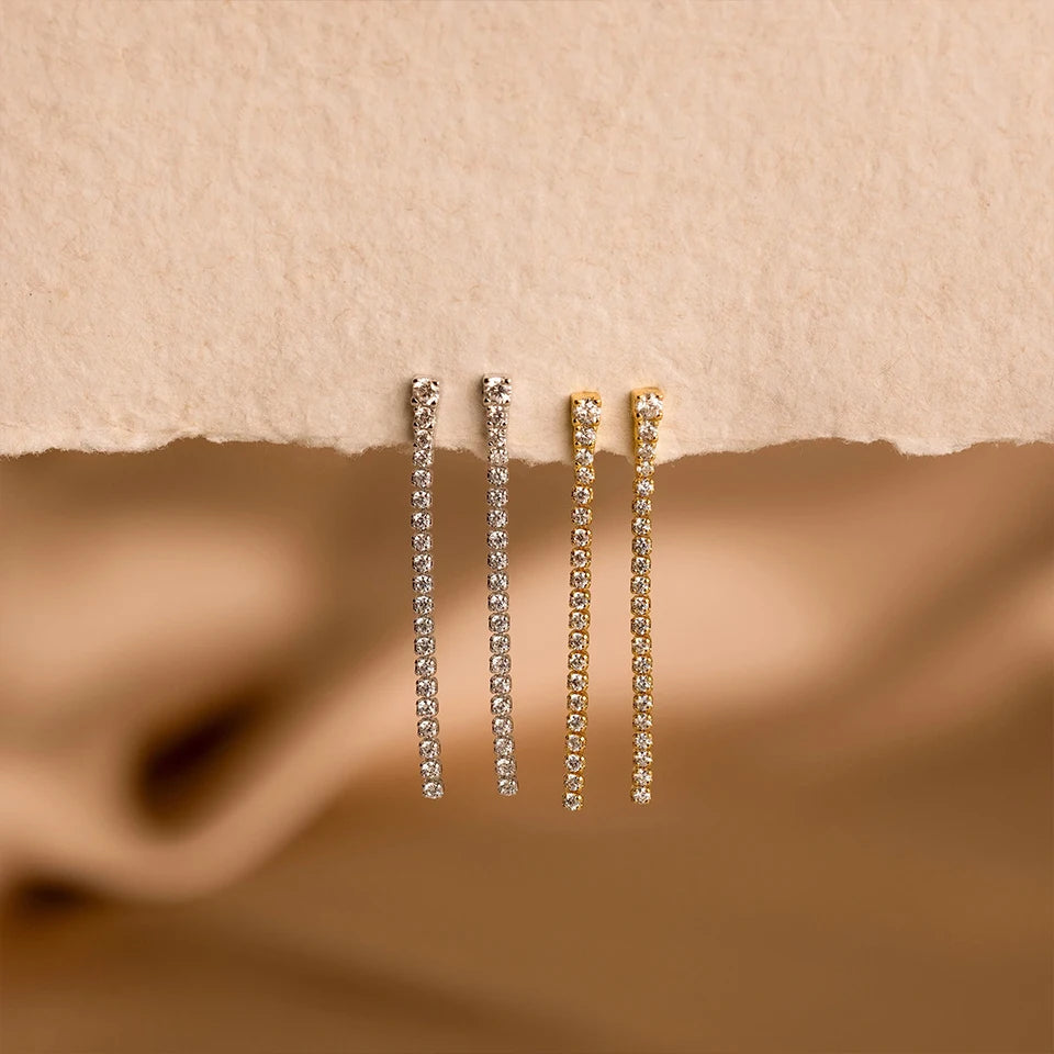Sparkly Tennis Long Drop Earring