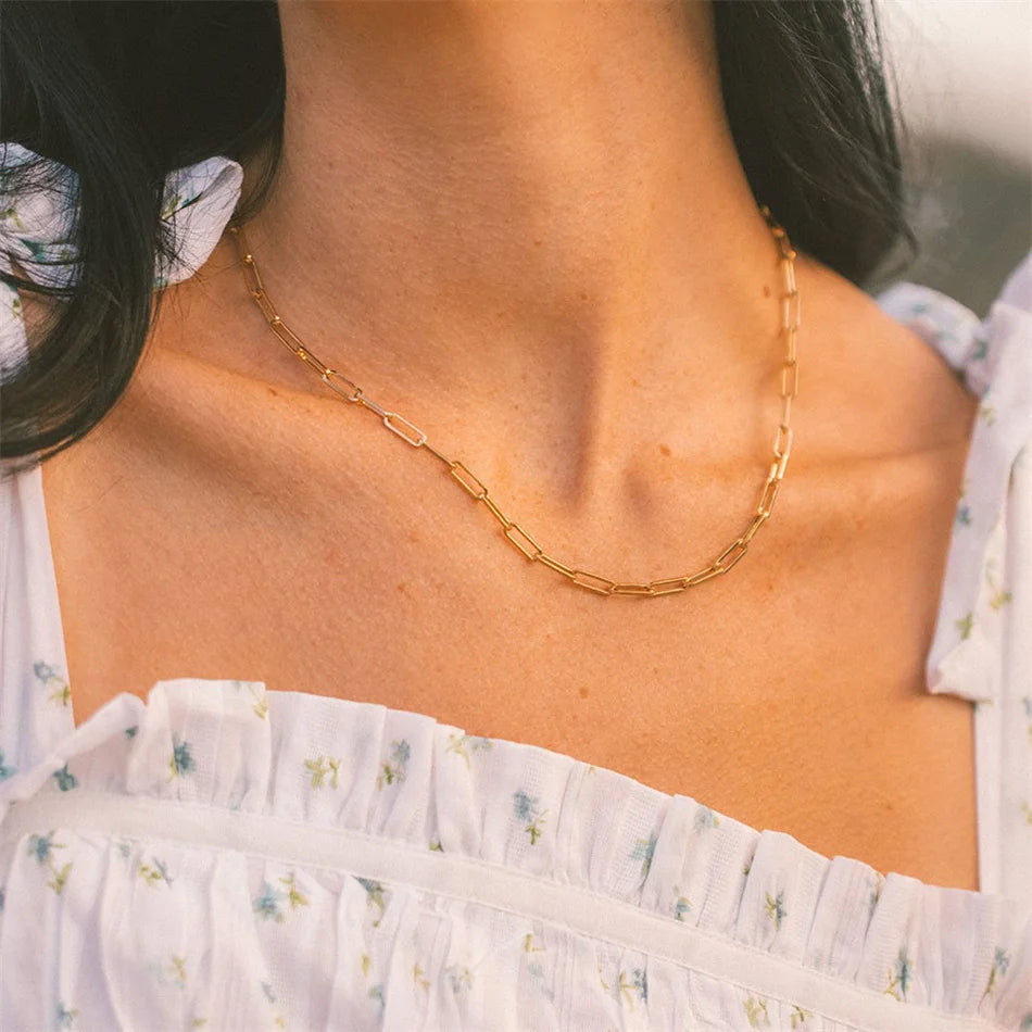 14K Gold Paperlink Chain Necklace