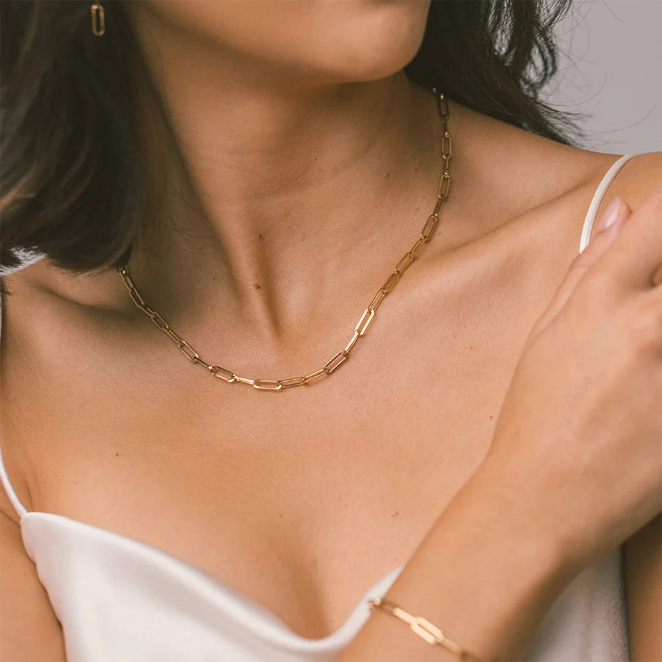 14K Gold Paperlink Chain Necklace