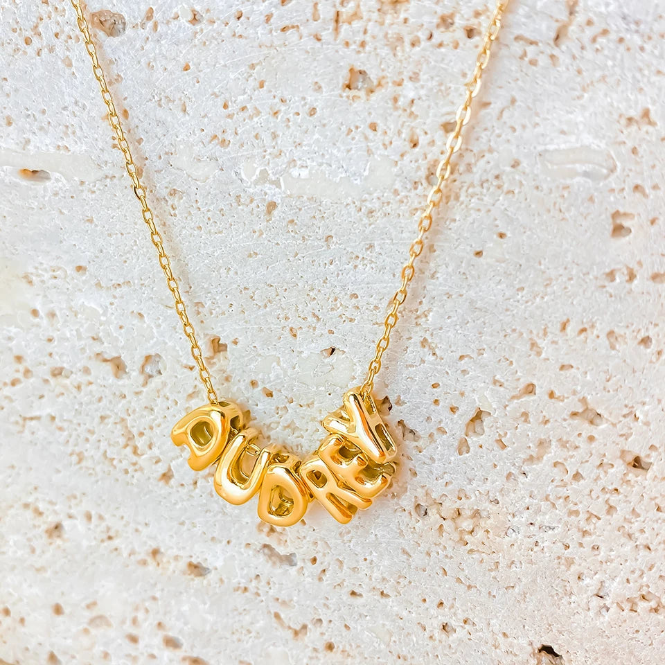 Custom Bubble Name Necklace