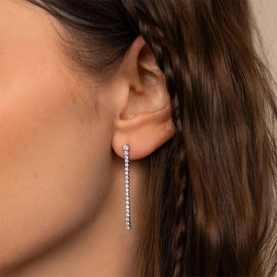 Sparkly Tennis Long Drop Earring