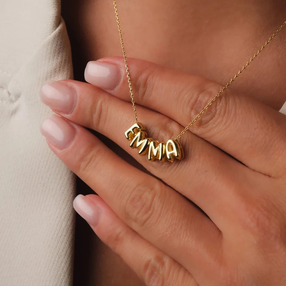 Custom Bubble Name Necklace