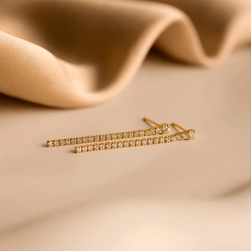 Sparkly Tennis Long Drop Earring