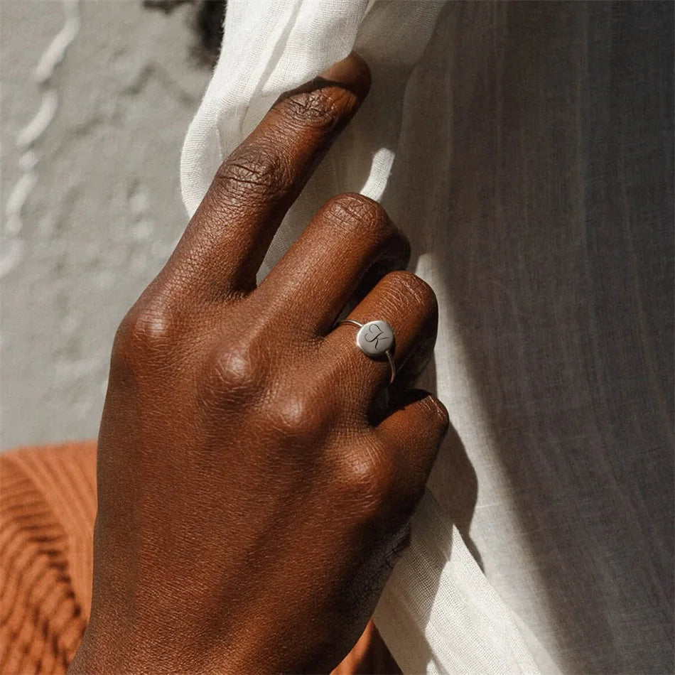 18K Gold Custom Handwritten Initial Ring