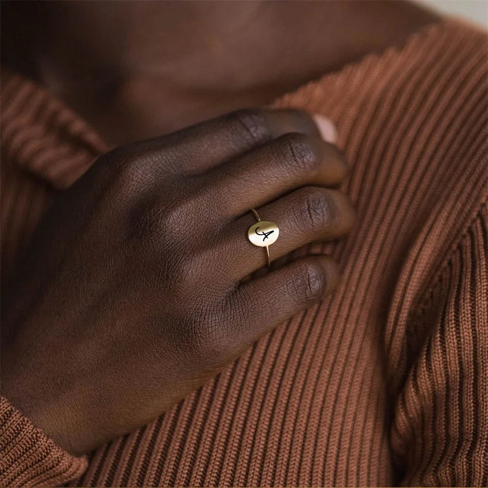 18K Gold Custom Handwritten Initial Ring