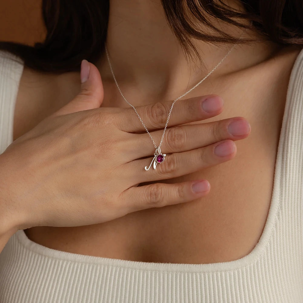 Handwritten Love Initial Birthstone Necklace