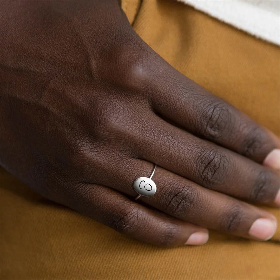 18K Gold Custom Handwritten Initial Ring