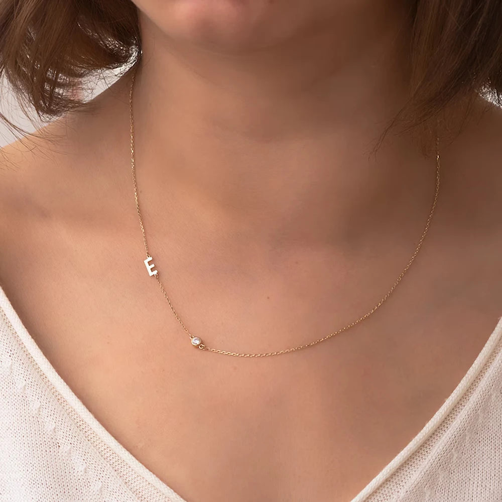 Custom Initial Birthstone Necklace