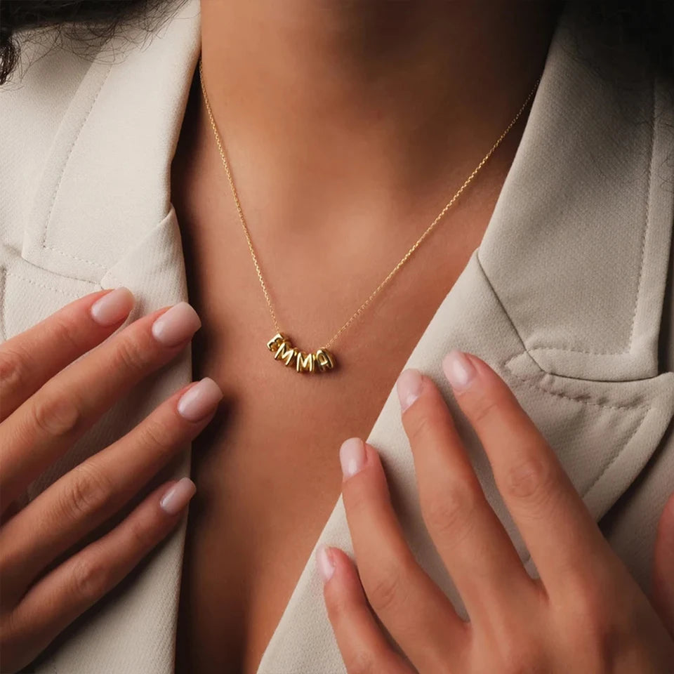 Custom Bubble Name Necklace