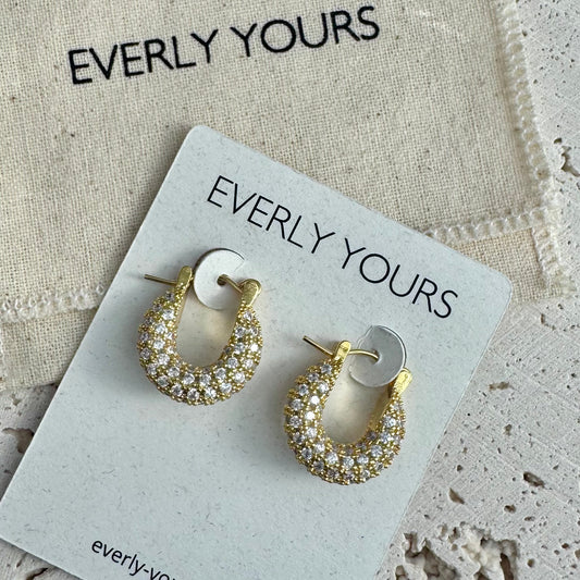 Kaia CZ Diamond Paved Hoops Small