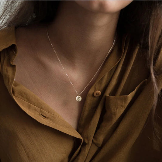 Dainty Initial Circle Layer Necklace