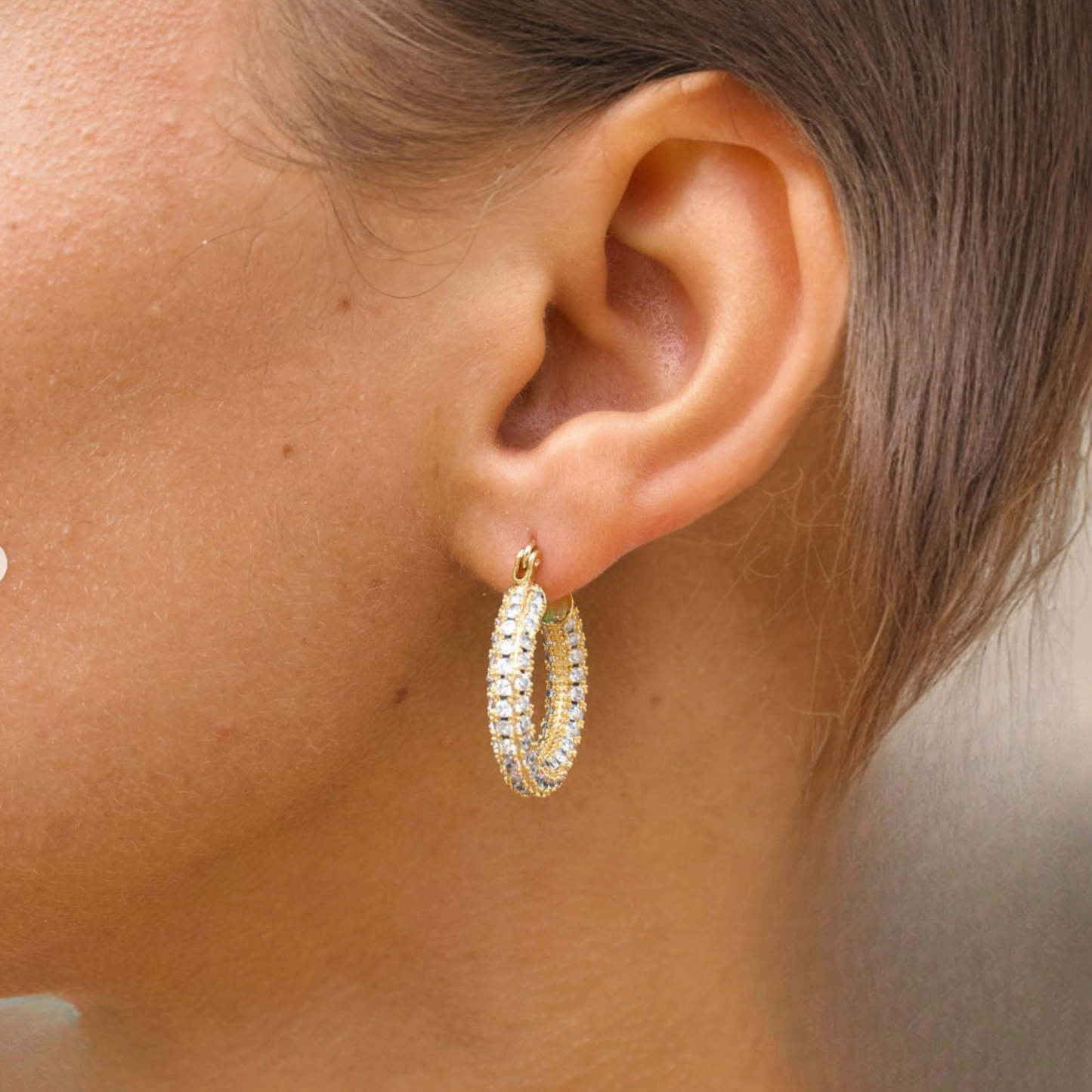 Kaia CZ Diamond Paved Hoops Big