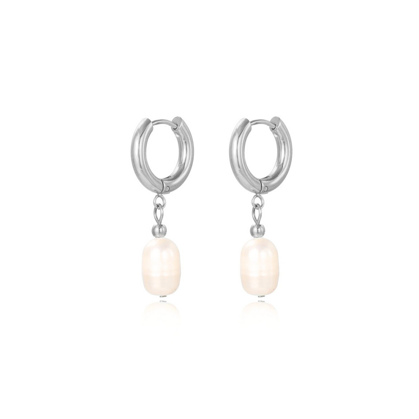 14K Gold Pearl Pendant Huggie Drop Earrings