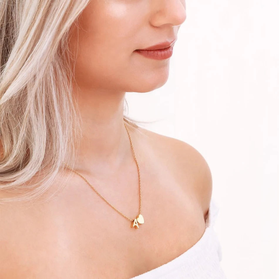 Dainty Initial Heart Necklace