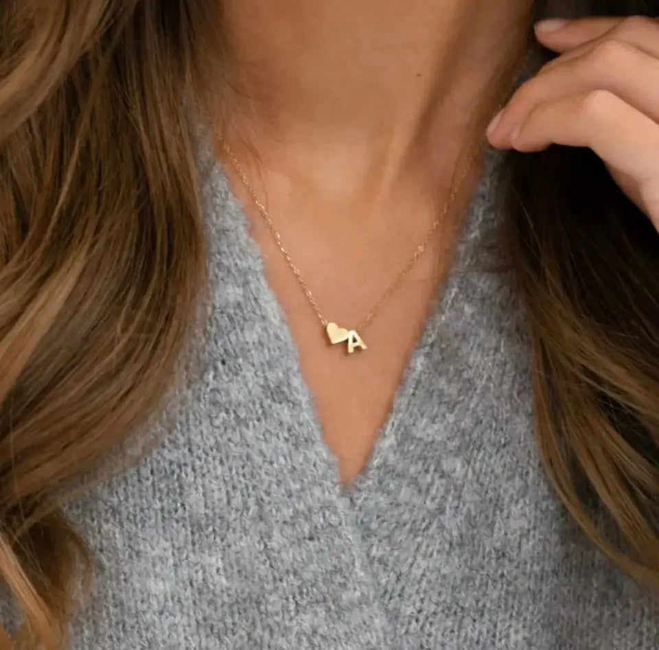 Dainty Initial Heart Necklace