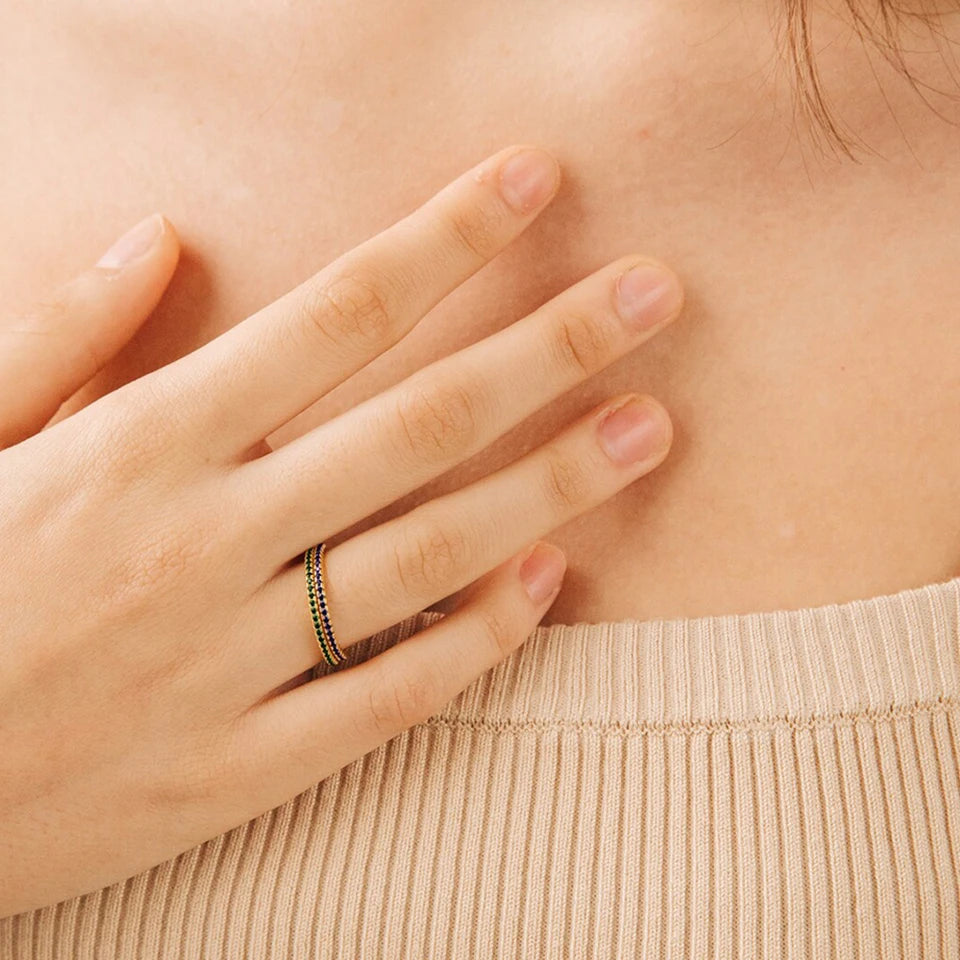 Dainty Thin Birthstone Line Ring