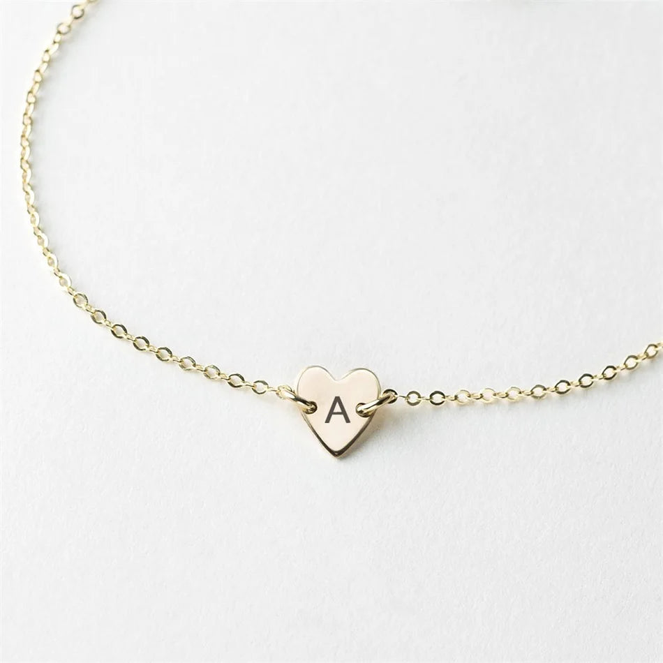 Single Letter Engraved Heart Bracelet