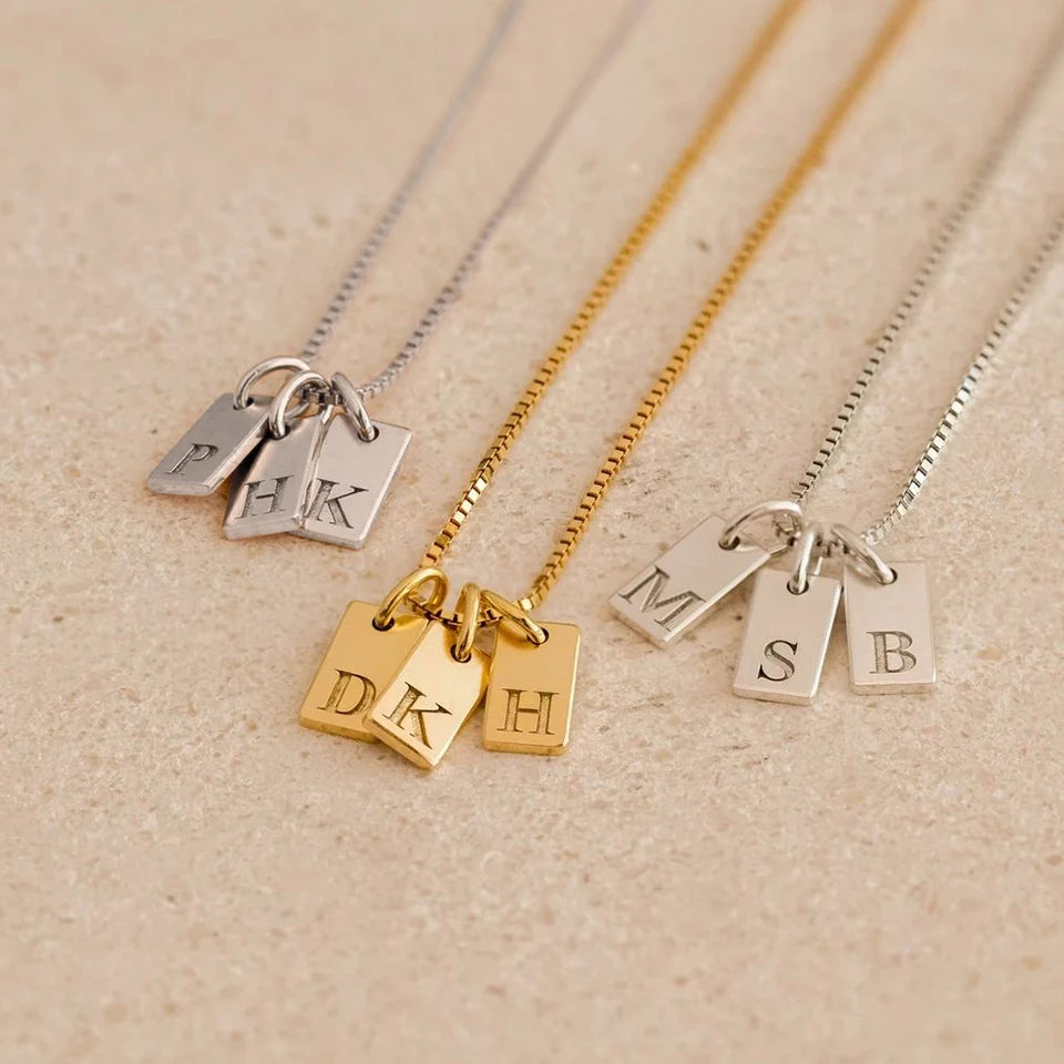 Custom Initial Tag Pendant Necklace