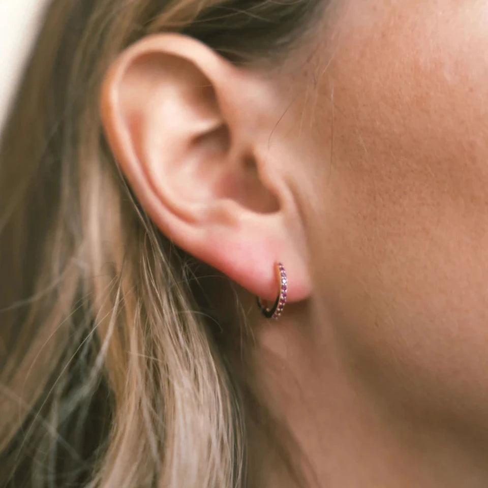 Minimalist Birthstone Huggies Earring