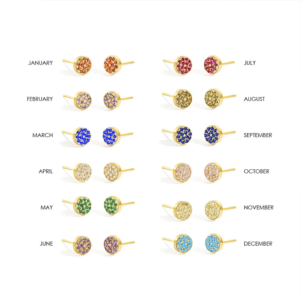 Birthstone Pierced Stud Earrings