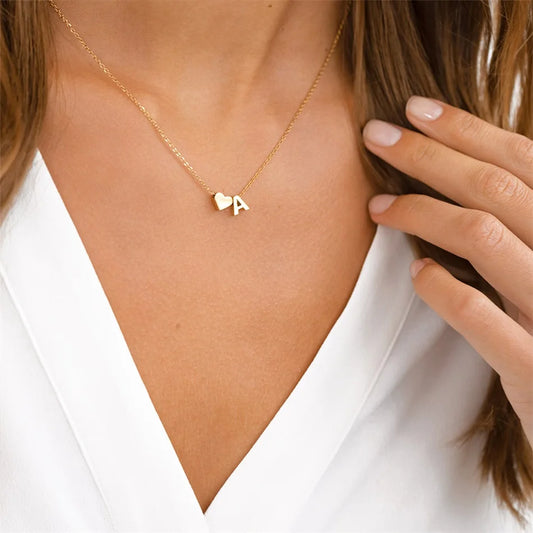 Dainty Initial Heart Necklace