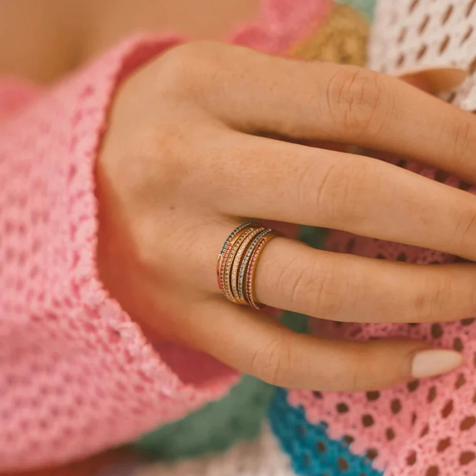 Dainty Thin Birthstone Line Ring