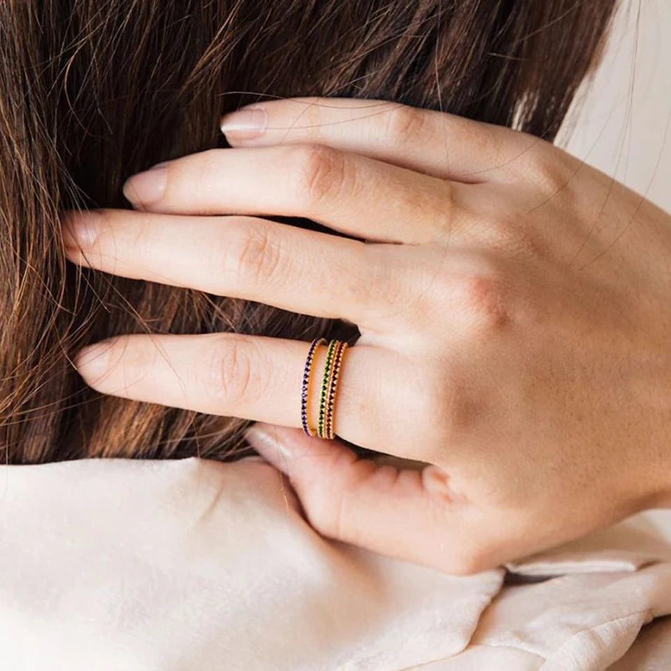 Dainty Thin Birthstone Line Ring